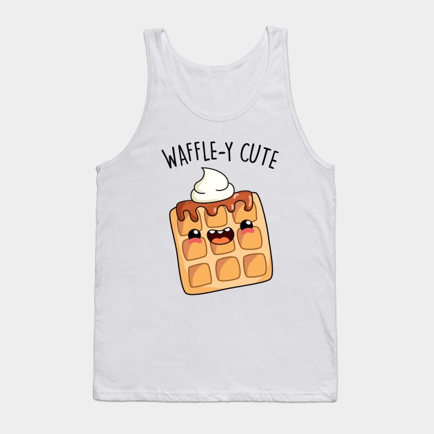 Waffley Cute Waffle Pun Tank Top by punnybone